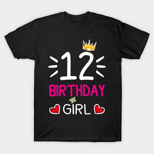 Kids 12th Birthday Girl Crown Princess T-Shirt by printedartings